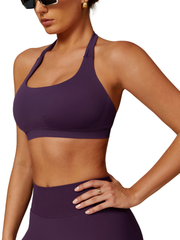 Halterneck Sports Bra - Knit Motion - Royal Amethyst - OHFIT
