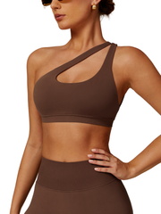 One Shoulder Bra - Knit Motion - Mocha - OHFIT