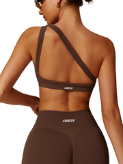 One Shoulder Bra - Knit Motion - Mocha - OHFIT
