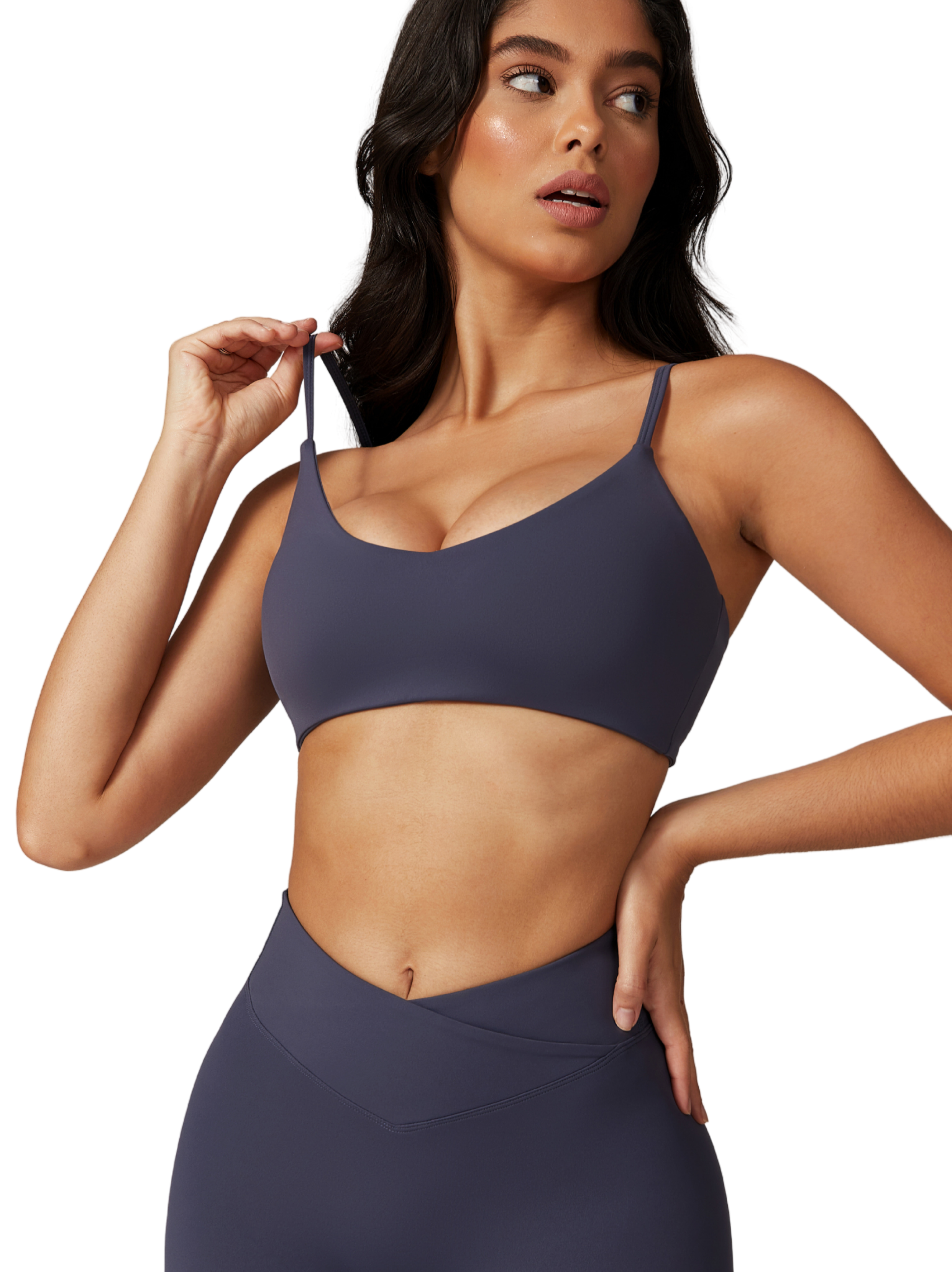 Sleek Sports Bra - Flow Oasis - Charcoal Blue - OHFIT