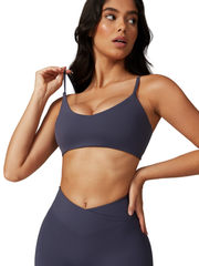 Sleek Sports Bra - Flow Oasis - Charcoal Blue - OHFIT