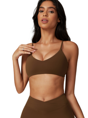 Sleek Sports Bra - Flow Oasis - Cappuccino Brown - OHFIT
