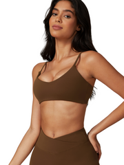 Sleek Sports Bra - Flow Oasis - Cappuccino Brown - OHFIT