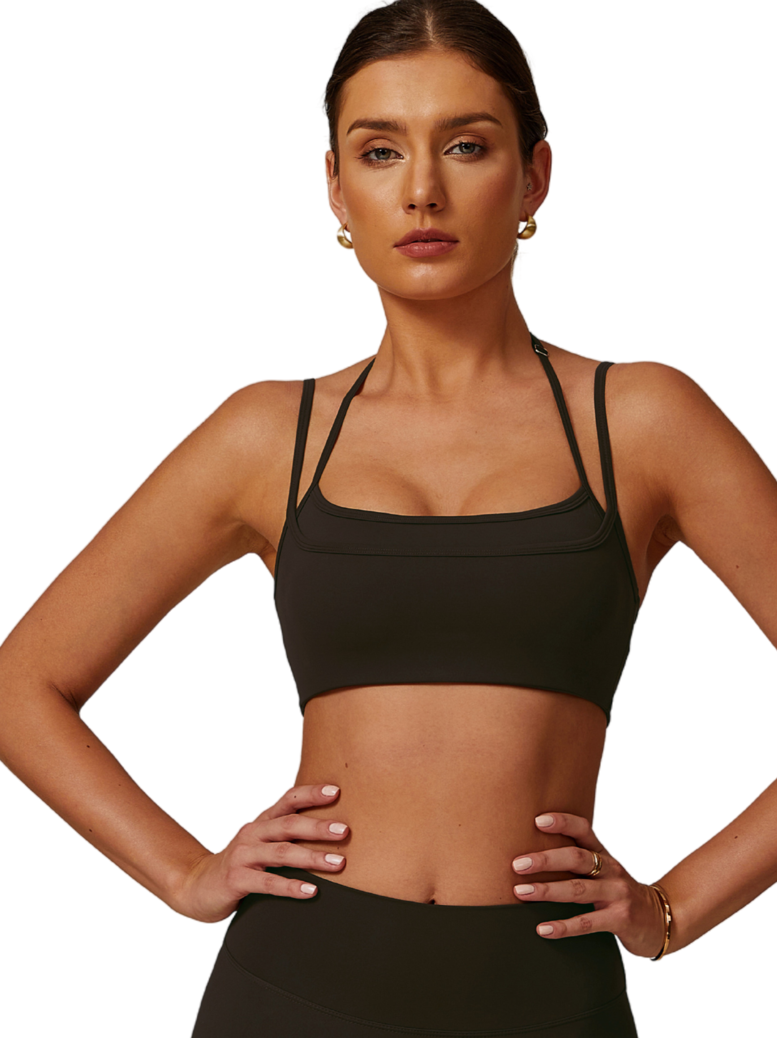 Double Layer Sports Bra - Flow Oasis - Black Coffee - OHFIT