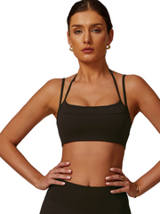 Double Layer Sports Bra - Flow Oasis - Black Coffee - OHFIT